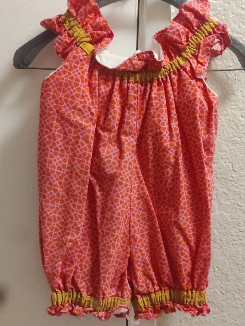 Girls Pink & Yellow Ruffle One-Piece Bodysuit